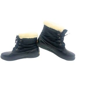 Winter Black Lace up Warm Lined Waterproof Boots  Size 10